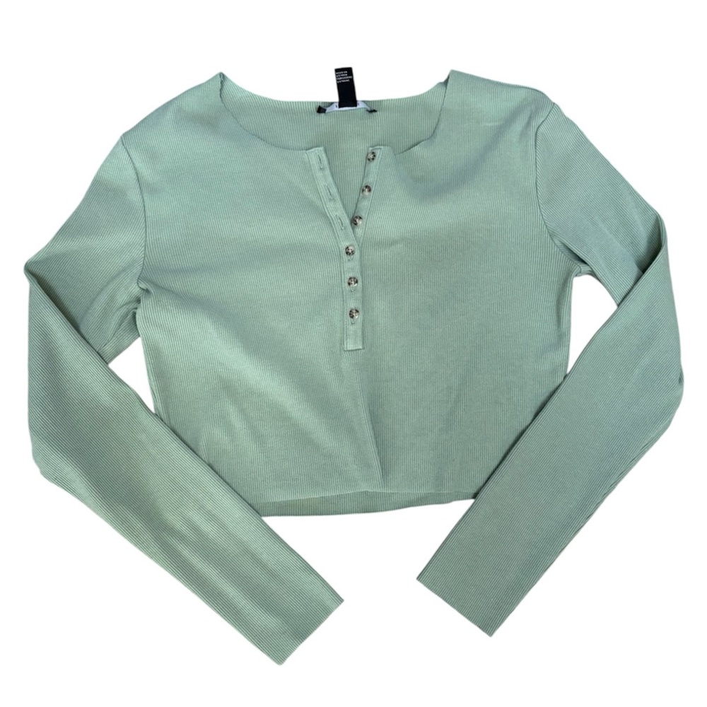 Forever 21 cropped ribbed green top